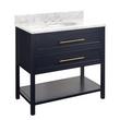 36" Robertson Mahogany Console Vanity - Midnight Navy Blue - UM Sink - Carrara Top - 8" Faucet Holes, , large image number 1