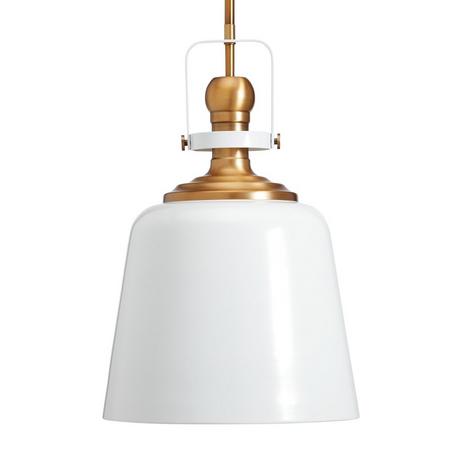 Rowher Pendant Light - Single Light - High Gloss White/Antique Brass