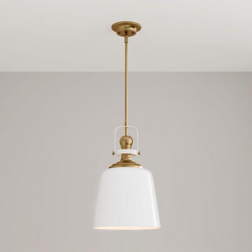 Rowher Pendant Lighting - High Gloss White/Antique Brass