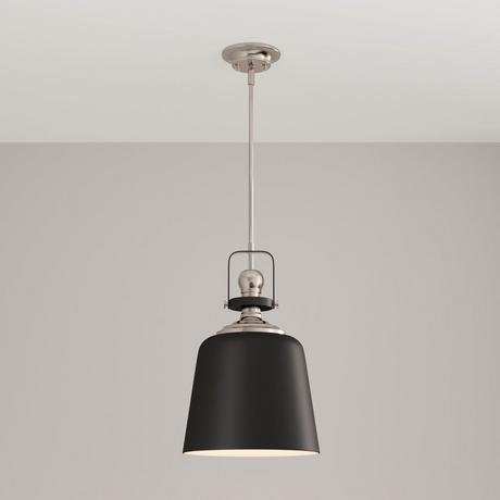 Rowher Pendant Light - Single Light - Textured Black/Brushed Nickel