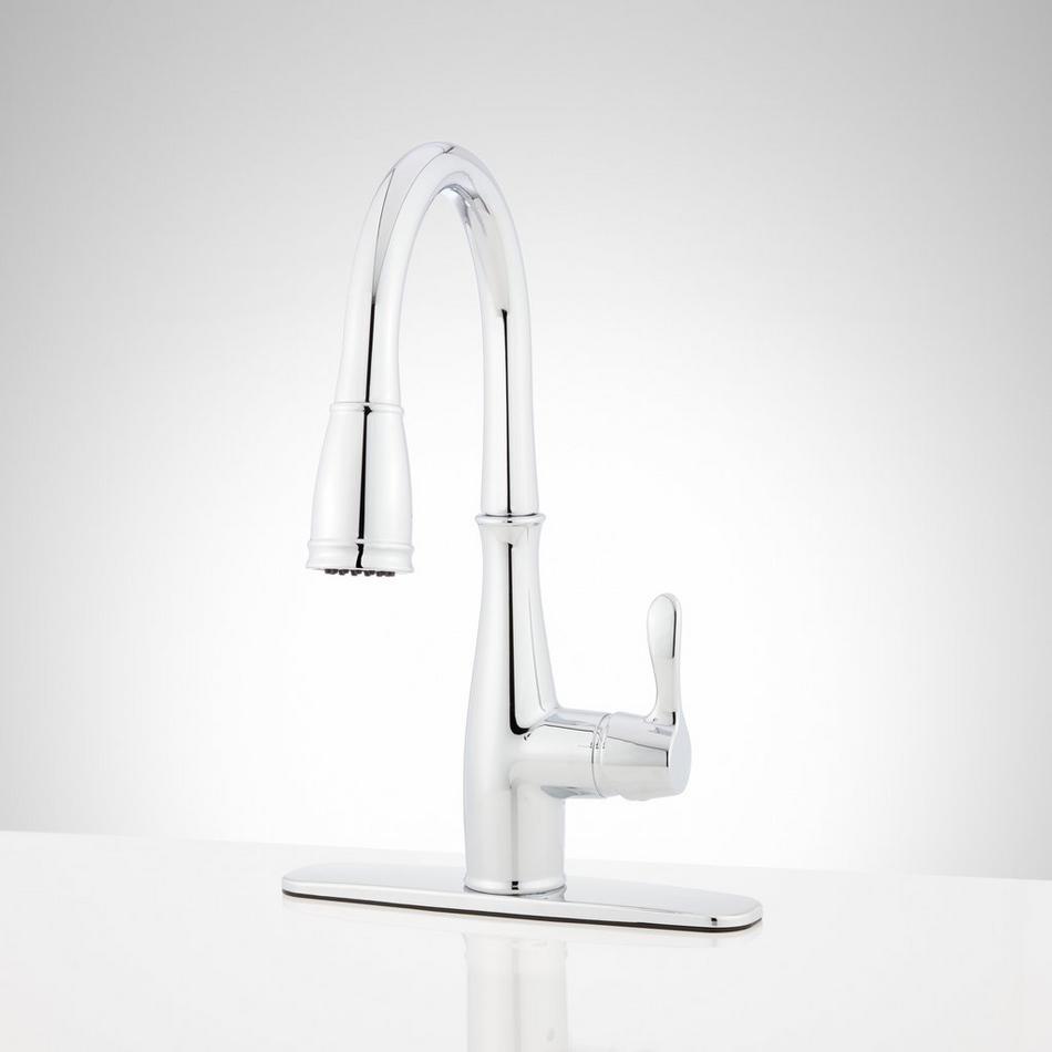 Cordelia Single-Hole Pull-Down Kitchen Faucet with Deck Plate - Chrome, , large image number 0