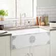 30" Brelsford Fireclay Farmhouse Sink - Gray Medallion Motif, , large image number 0