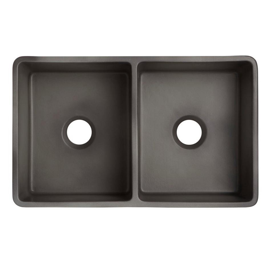 33" Baylor Double-Bowl Fireclay Farmhouse Sink - Smooth Apron - Smoke Gray, , large image number 4