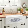 33" Braunig Double-Bowl Fireclay Farmhouse Sink - Blue Floral Motif, , large image number 0