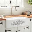 33" Braunig Double-Bowl Fireclay Farmhouse Sink - Gray Floral Motif, , large image number 0