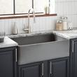 33" Baylor Fireclay Farmhouse Sink - Smooth Apron - Smoke Gray, , large image number 0