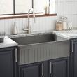 33" Baylor Reversible Fireclay Farmhouse Sink - Smooth Apron - Smoke Gray, , large image number 0