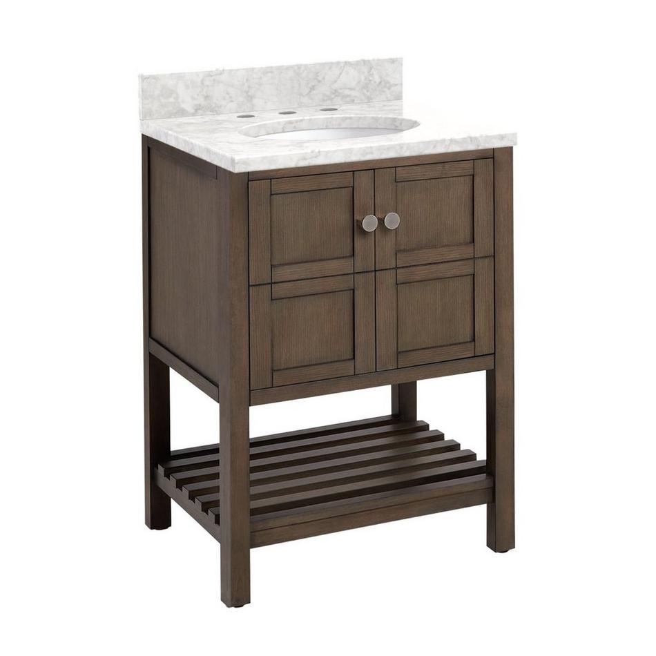 24" Olsen Console Vanity - Ash Brown - UM Sink - Carrara - BN - 8" Faucet Holes, , large image number 1