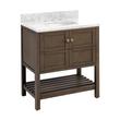 30" Olsen Console Vanity - Ash Brown - UM Sink - Carrara - BN - 8" Faucet Holes, , large image number 1