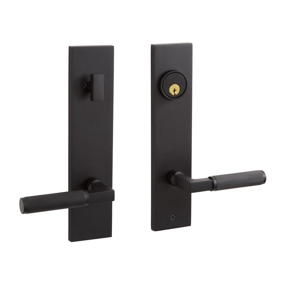 Satcher Brass Entrance Door Set - Lever Handle - 2-3/4 Backset - Right Hand - Matte Black, , large image number 0