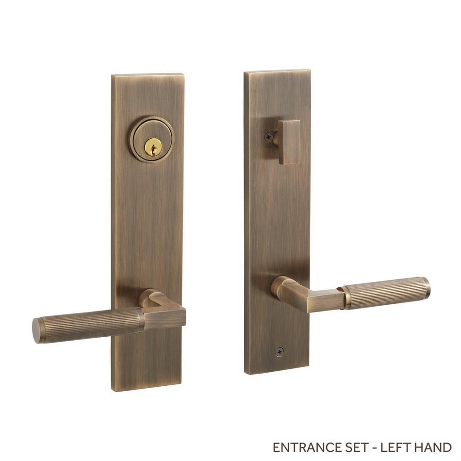 Satcher Brass Entrance Door Set - Lever Handle - 2-3/8 Backset - Left Hand - Antique Brass, , large image number 0