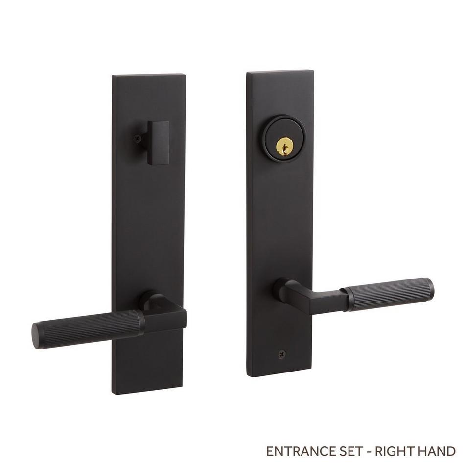 Satcher Brass Entrance Door Set - Lever Handle - 2-3/8 Backset - Right Hand - Satin Black, , large image number 0