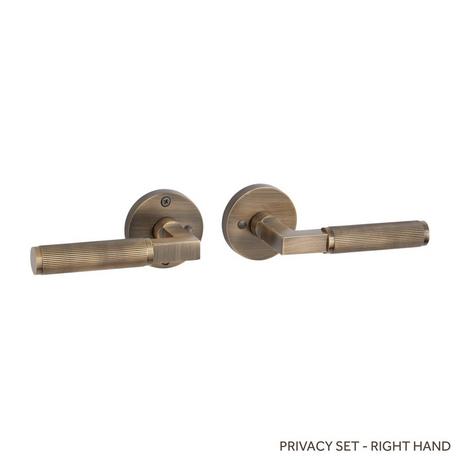 Satcher Brass Privacy Interior Door Set - Lever Handle - Right Hand
