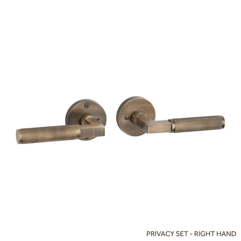 Satcher Brass Privacy Interior Door Set - Lever Handle - Right Hand, , large image number 0