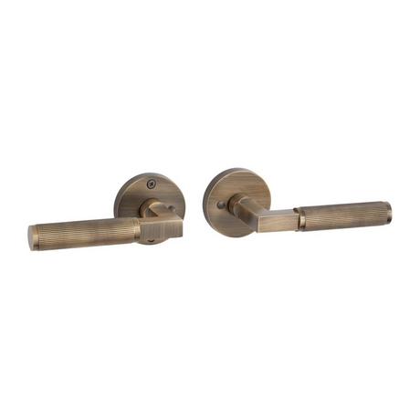 Satcher Brass Privacy Interior Door Set - Lever Handle - Right Hand