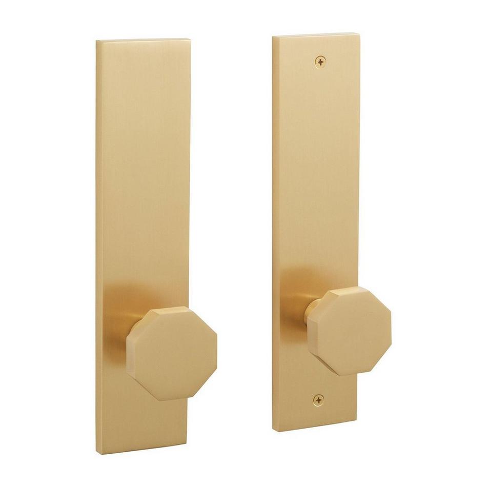 Ambrus Solid Brass Dummy Entrance Door Set - Octagonal Knob - No Backset - Satin Brass, , large image number 0