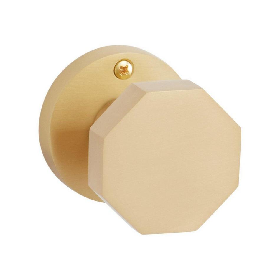 Ambrus Solid Brass Dummy Interior Door Octagonal Knob - No Backset - Satin Brass, , large image number 0