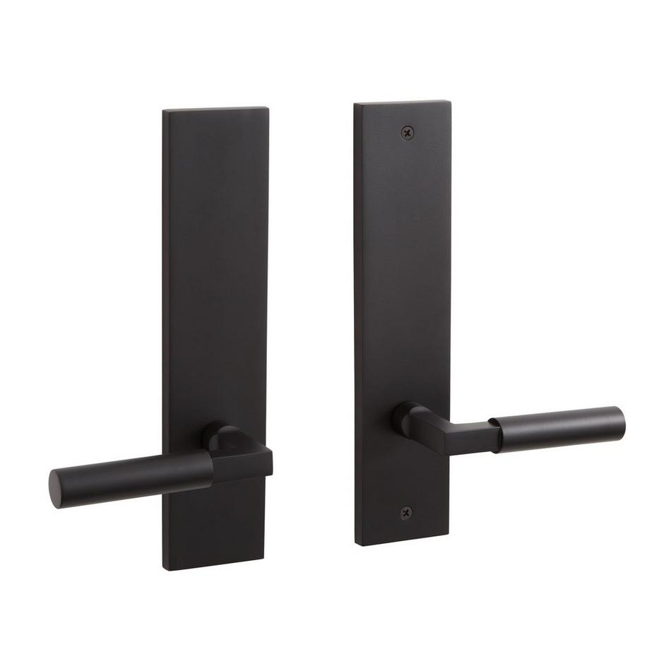 Tolland Brass Dummy Entrance Door Plate - Lever Handle - Left Hand - No Backset - Satin Black, , large image number 0