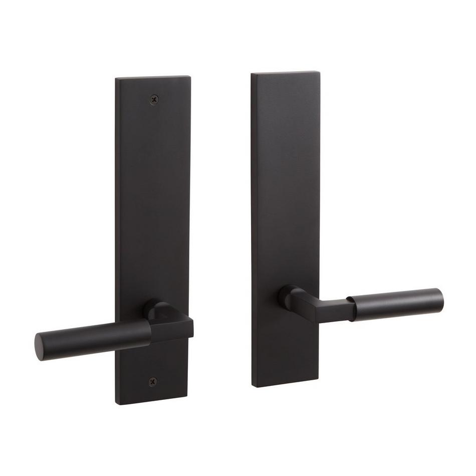 Tolland Brass Dummy Entrance Door Plate - Lever Handle - Right Hand - No Backset - Satin Black, , large image number 0
