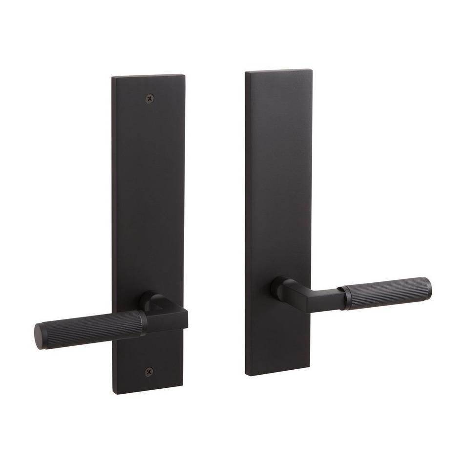 Satcher Brass Dummy Entrance Door Set - Lever Handle - Right Hand - No Backset -  Satin Black, , large image number 0