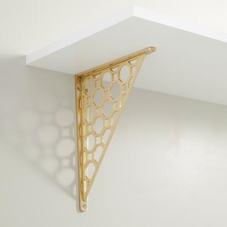 Honeycomb Solid Brass Shelf Bracket - Polished Brass/Satin Brass