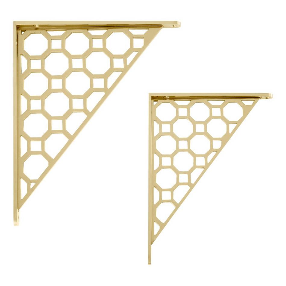 Honeycomb Solid Brass Shelf Bracket - Polished Brass/Satin Brass, , large image number 1