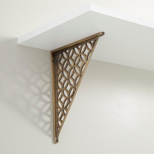 Pasteur Solid Brass Shelf Bracket in Antique Brass