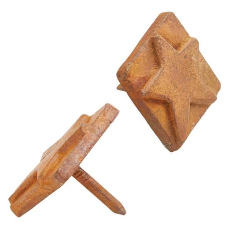 Hand-Forged Iron Square Star Clavos - Set of 6