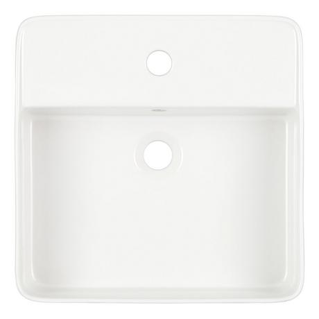 Hibiscus Square Fireclay Vessel Sink - Single Hole - White
