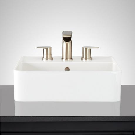 Hibiscus Square Fireclay Vessel Sink - 8