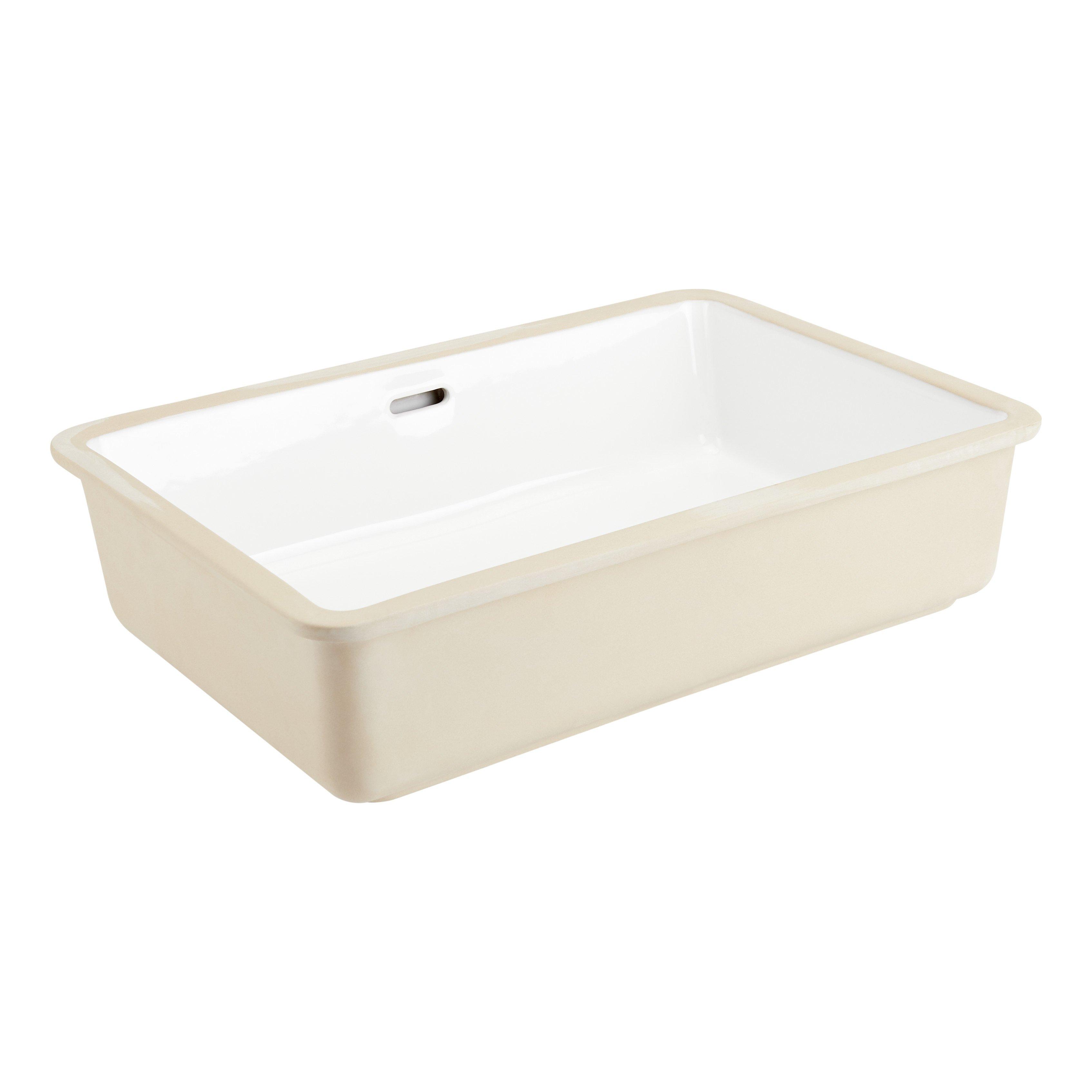 しーつん Destin Rectangular Porcelain Undermount Bathroom Sink White
