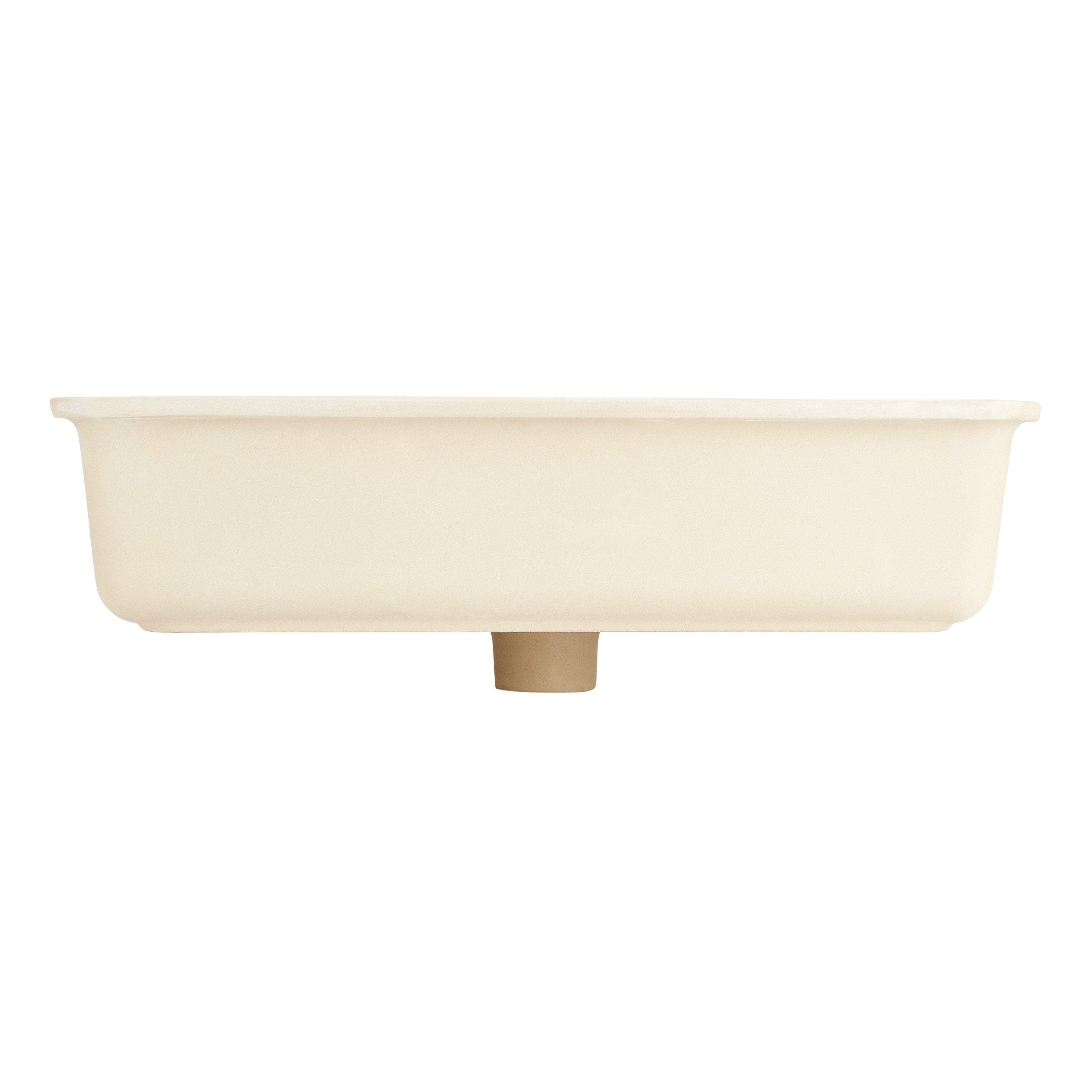 Destin White Square Porcelain Undermount Bathroom Sink
