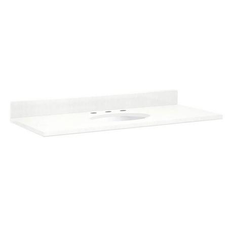 49" x 22" 3cm Quartz Vanity Top for Undermount Sink - 8" Faucet Holes - Feathered White - White Sink