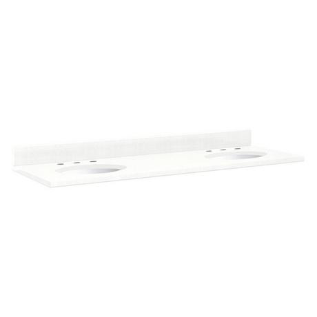 61" x 22" 3cm Quartz Vanity Top with Undermount Sinks - Feathered White Quartz - White Sink