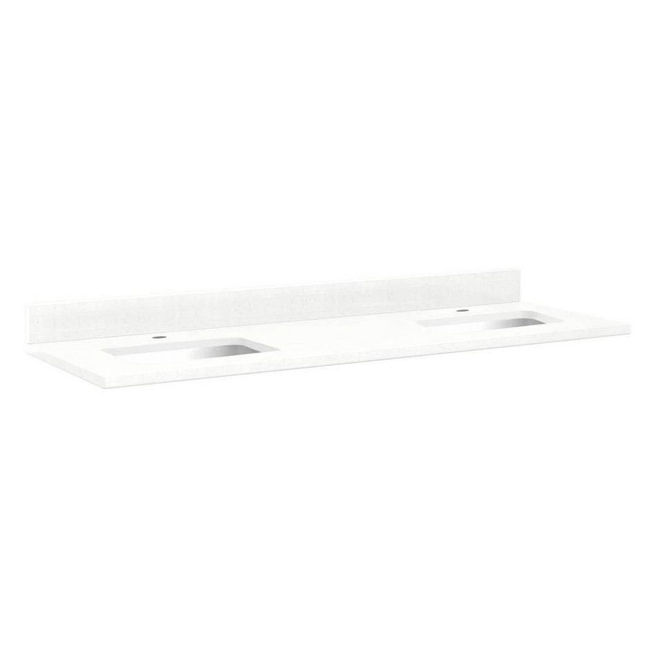 61" x 22" 3cm Quartz Vanity Top for Rectangular Undermount Sinks - Feathered White - White Sink, , large image number 0