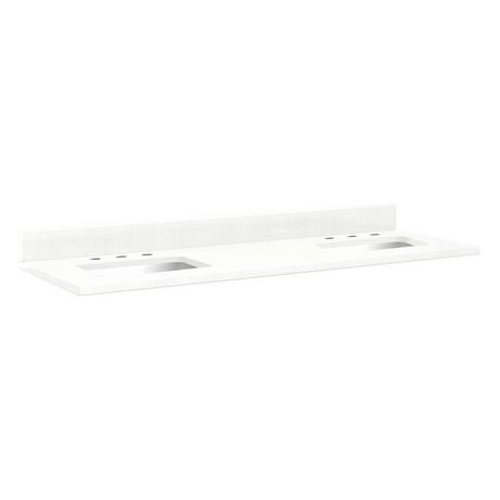 61" x 22" 3cm Quartz Vanity Top for Rectangular Undermount Sinks - Feathered White - White Sink