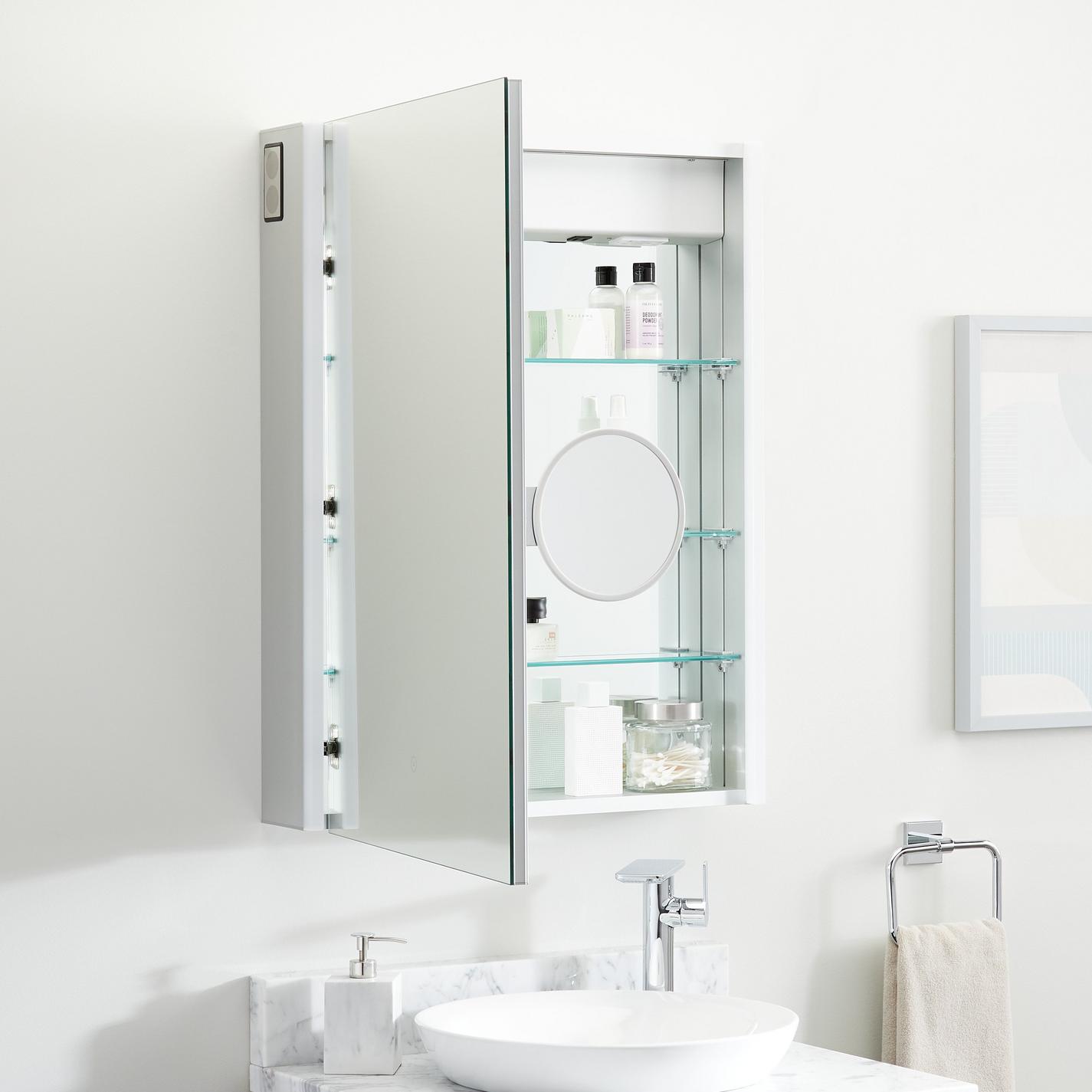 Leda Lighted Medicine Cabinet with Tunable LED and Wireless Speaker ...