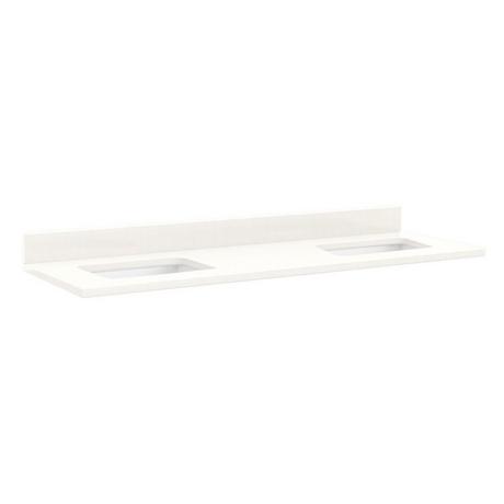 61" x 22" 3cm Quartz Double Vanity Top for Rectangular Undermount Sinks - Arctic White