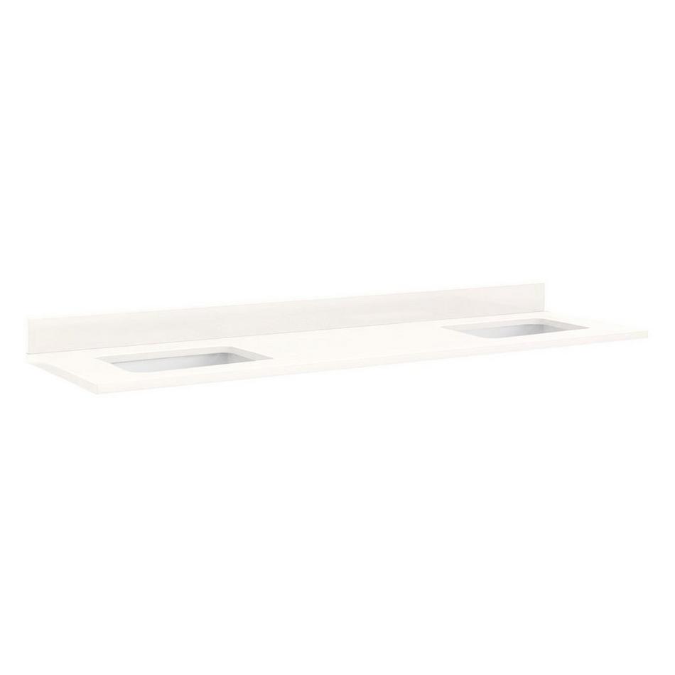 73" x 22" 3cm Quartz Vanity Top for Rect Sinks - No Holes - 48" Centers - Arctic White - White Sink, , large image number 0