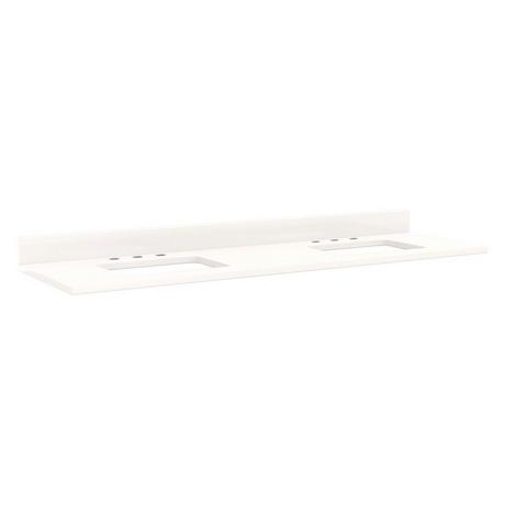 73" x 22" 3cm Quartz Double Vanity Top for Rectangular Undermount Sinks - Arctic White