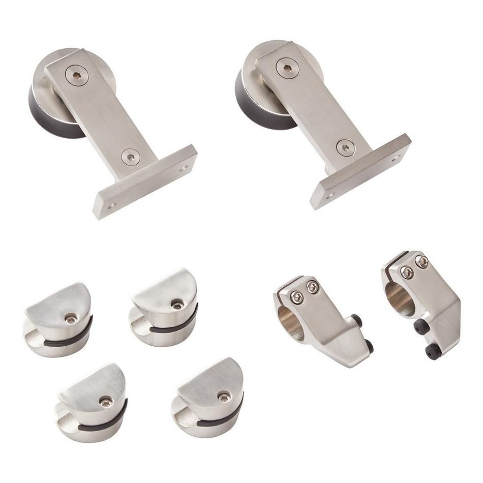 96" Amici Single Roller Top-Mount Barn Door Hardware Kit - Stainless Steel, , large image number 1