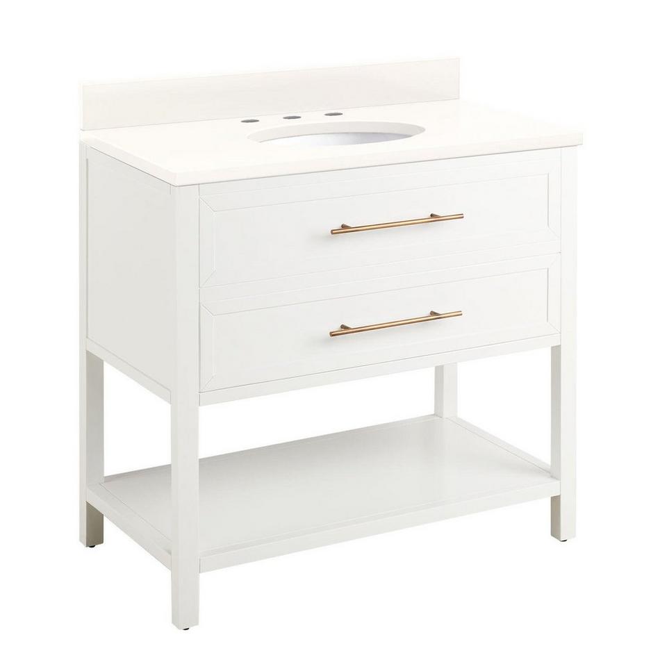 36" Robertson Vanity Cabinet - Bright White - Arctic White 8" Holes - Undermount Sink, , large image number 1