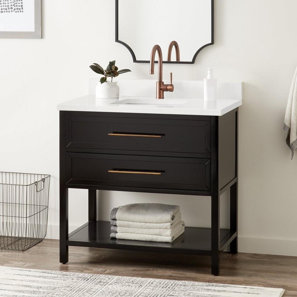 36" Robertson Console Vanity - Black - Arctic White 1 Hole Center - RUM Sink, , large image number 0