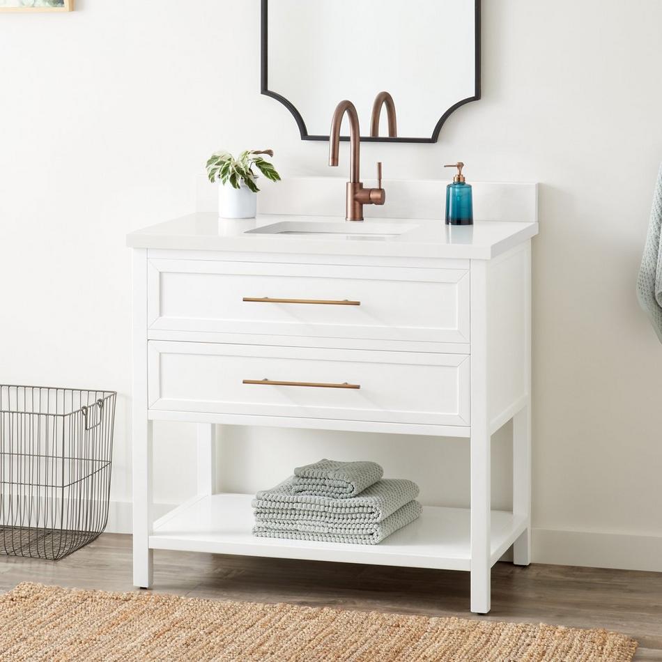 36" Robertson Vanity Cabinet - Bright White - Arctic White 1 Hole Center - RUM Sink, , large image number 0