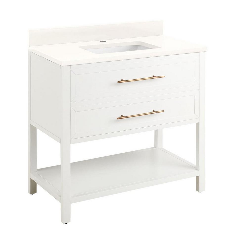 36" Robertson Vanity Cabinet - Bright White - Arctic White 1 Hole Center - RUM Sink, , large image number 1