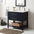 36" Robertson Mahogany Console Vanity - Midnight Navy - Arctic White 1 Hole Center - RUM Sink, , large image number 0