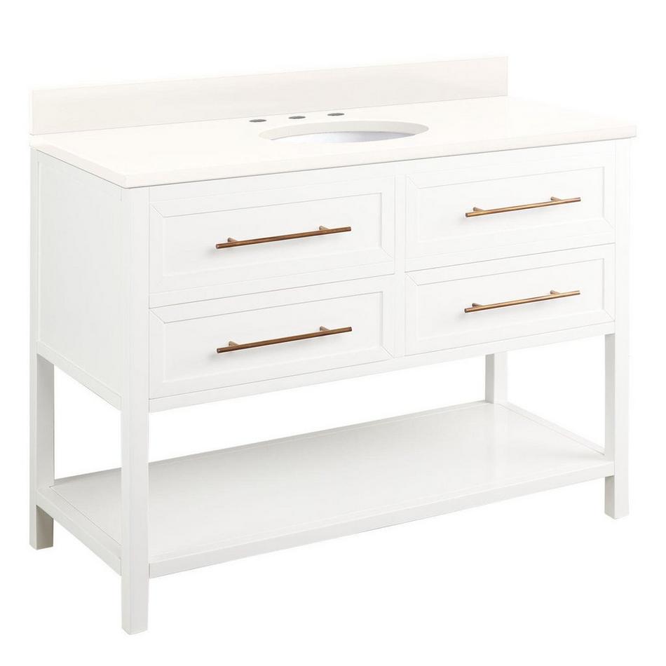 48" Robertson Vanity Cabinet - Bright White - Arctic White 8" Holes - Undermount Sink, , large image number 0