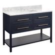 48" Robertson Mahogany Console Vanity - Midnight Navy Blue - Carrara 8" Holes - RUM Sink, , large image number 0