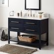 48" Robertson Mahogany Console Vanity - Midnight Navy Blue - Arctic White 8" Holes - RUM Sink, , large image number 0