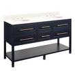 60" Robertson Mahogany Console Double - Midnight Navy - Arctic White 8" Holes - UM Sink, , large image number 1